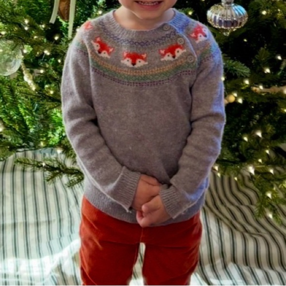 Jojo Maman | Cashmere Fair Isle Fox Sweater | 2 years